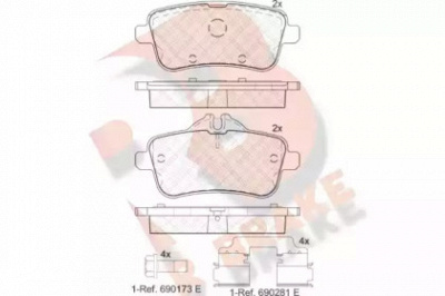 R BRAKE rb2072066 -  Комплект тормозных колодок, дисковый тормоз